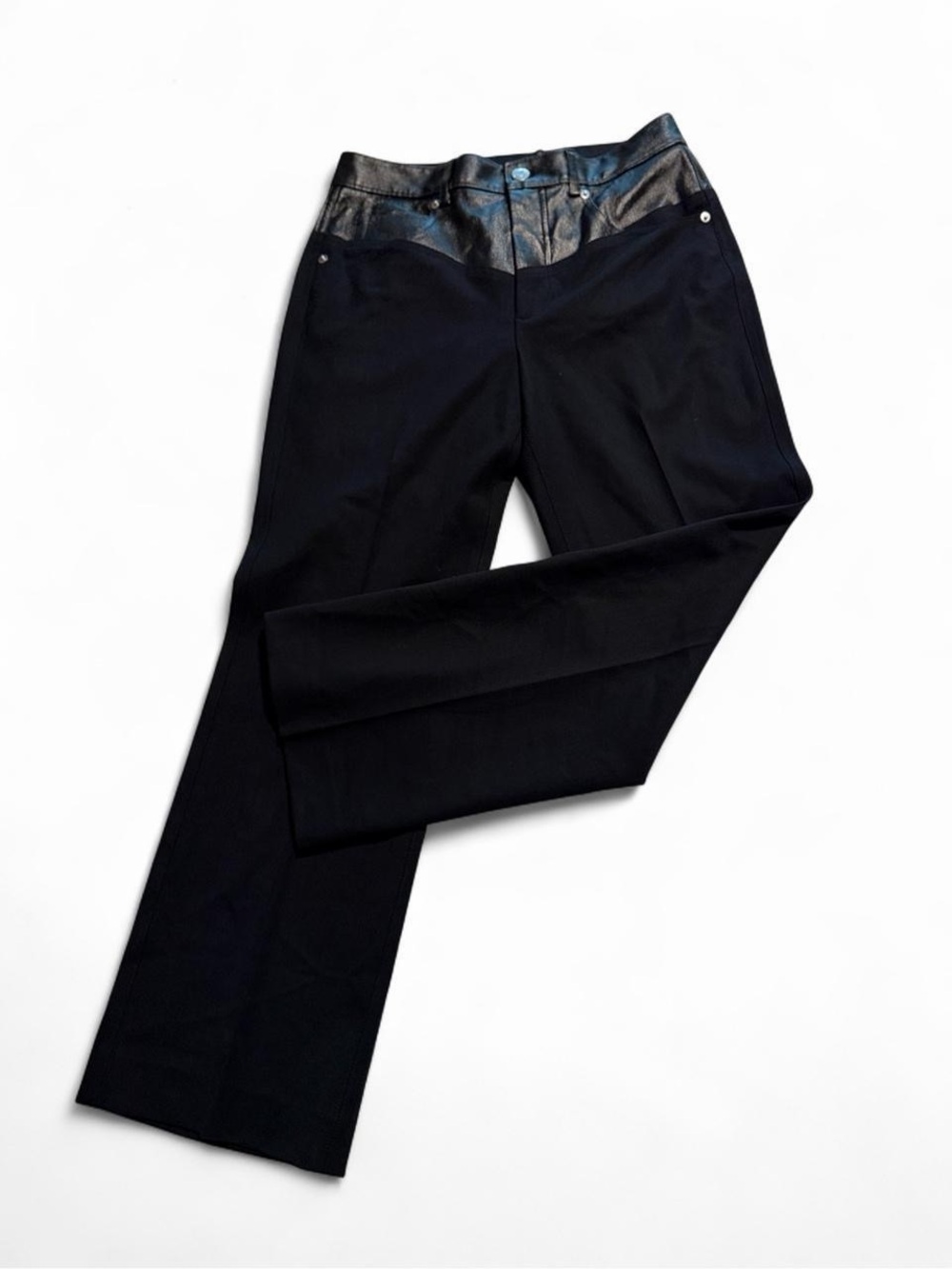 Helmut Lang Black ARCHIVAL "Garter" Leather-Paneled Pants - Size 2